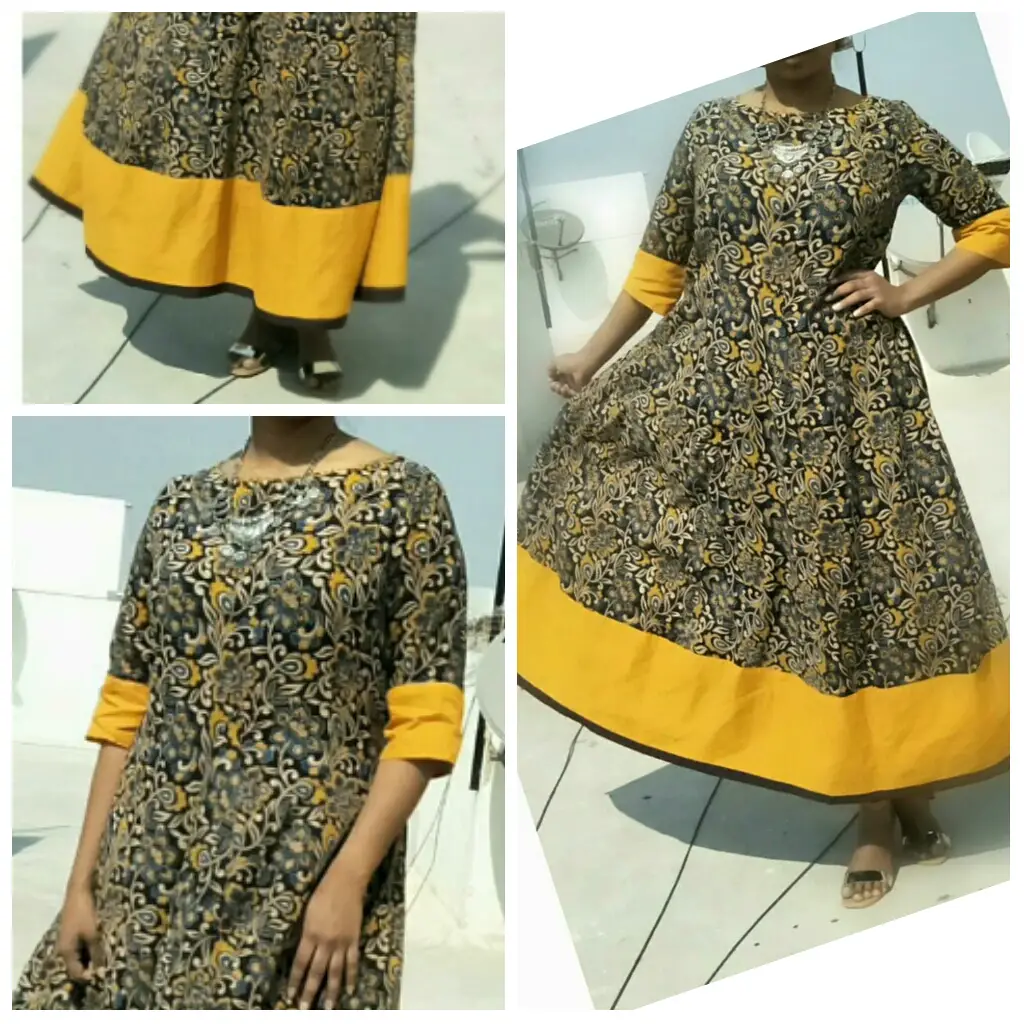 Kalamkari Dress Design Patterns - Kalamkari Frock Model | Kalamkari Gowns