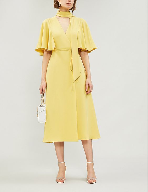 cape sleeves yellow dress