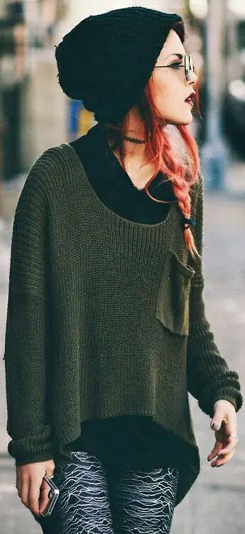 oversized knit sweater grunge fashion