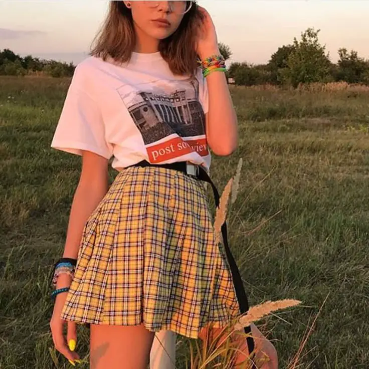 Flannel skirts grunge fashion