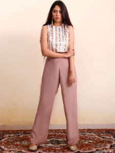 High Waist Wide Leg Pants With Sequined Top 