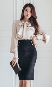 pencil skirt and shirt blouse