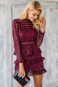 Burgundy Dress With Cut Out Designs