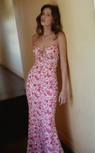 Full Length Slip Dress With Floral Prints