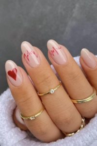 Heart And Beat Valentines's Day Nails