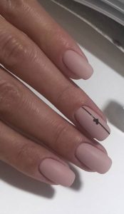 Minimal Nude Nails With Single Heart 