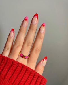 Pink And Red Valentines' Day Nails 