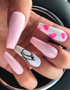 White And Pink Coffin Nails 