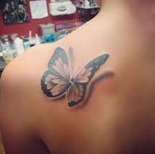 3D Butterfly Semicolon Tattoo