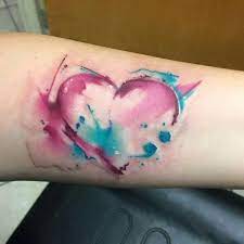 Semicolon Colorful Heart Tattoo
