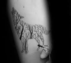 Wolf And Tree Tattoo