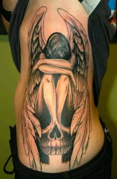Fallen Angel And Skull Tattoo