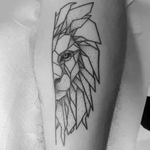 Geometric Half Lion Tattoo