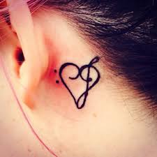 Heart Music Note Tattoo