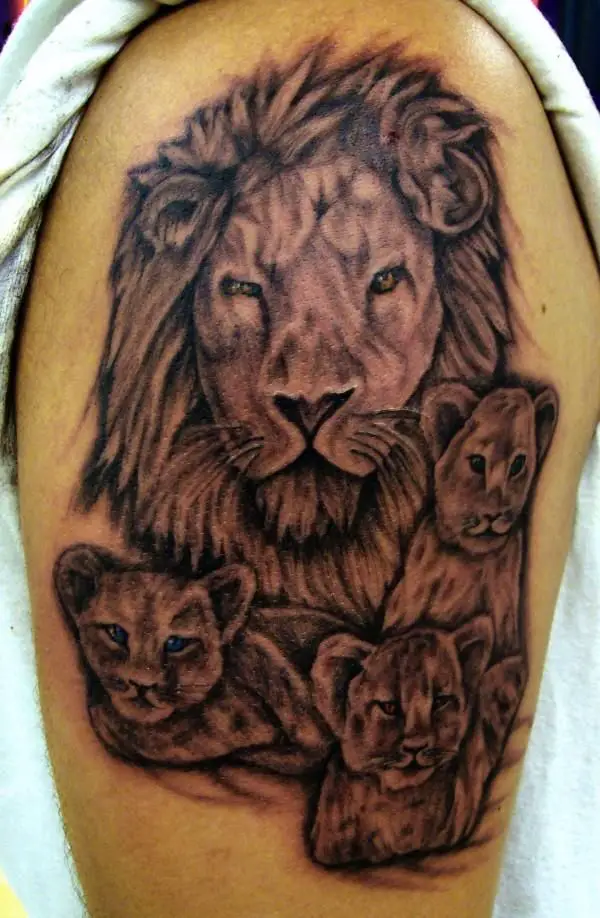 Lioness And 3 Cubs Tattoo