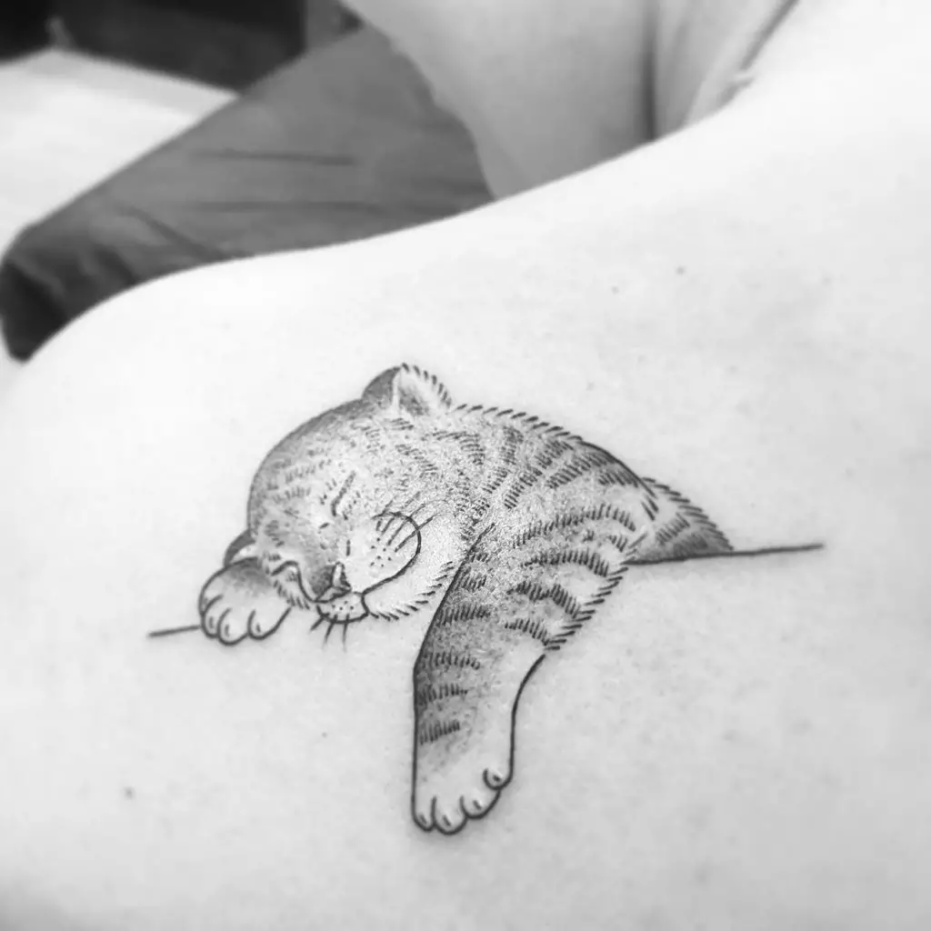 Napping Baby Lion Tattoo