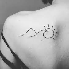 minimalist beach tattoo
