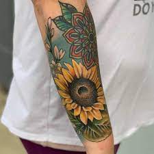 sunflower sleeve tattoo