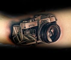 Realistic DSLR Camera tattoo