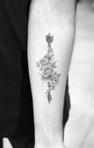 Flower Arrow Tattoo for men