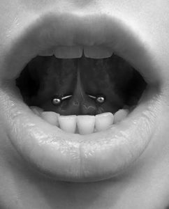 Tongue Frenulum Piercing for men