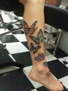 3D Butterfly Leg Tattoo
