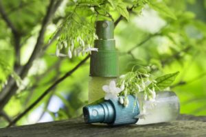 essential oils and spray bottle