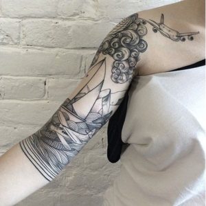 Ship Half Sleeve Tattoo
