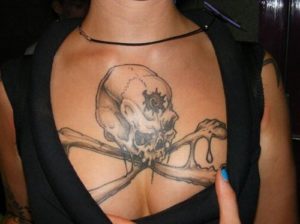 Skull Breast Tattoo
