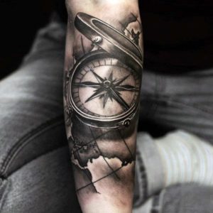 3D Compass tattoo