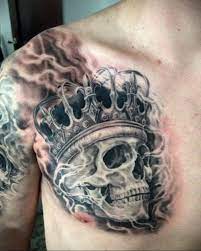 3D Skull And Crown Tattoo
