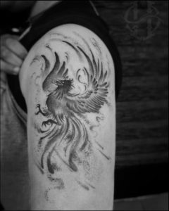 Black And Grey Phoenix Tattoo Designs