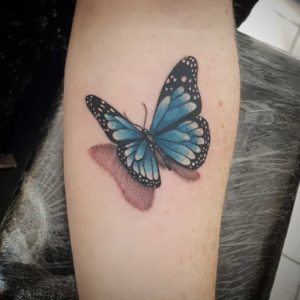 Blue Butterfly Tattoos On Hand