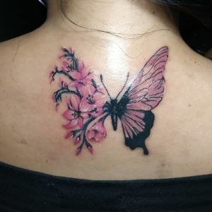 Butterfly And Cherry Blossom Tattoos