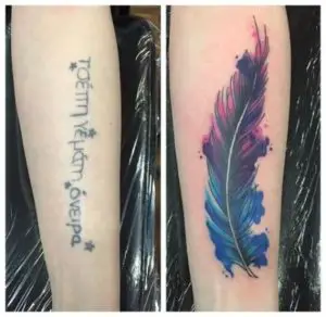 Feather Cover Up Tattoos