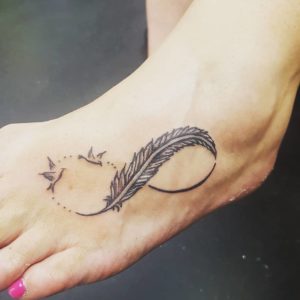 Feather Tattoos On Foot