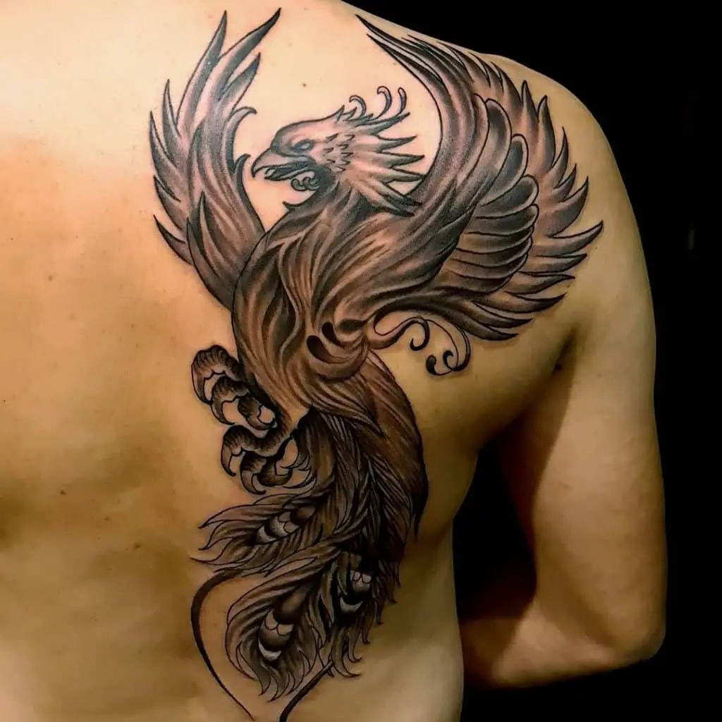 16. Phoenix Rising From The Ashes Tattoo Designs.