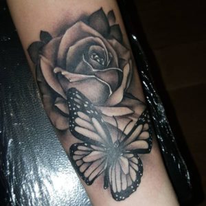 Rose And Butterflies Tattoo