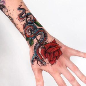 Snake Rose Tattoo Designs