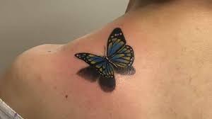 Yellow And Blue Butterfly Tattoos
