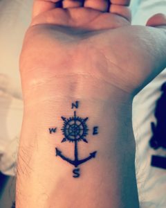 Anchor And Compass Wrist Tattoo