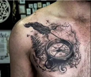compass tattoo design chest