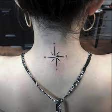 compass tattoo on neck