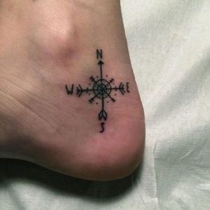 nautical compass ankle tattoo