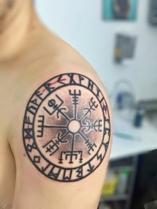 viking compass tattoo shoulder