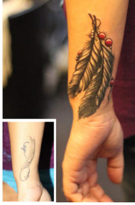 Feather Wrist Tattoo For Cover Up