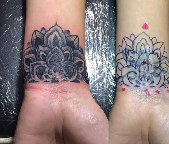 Floral Mandala Wrist Tattoo Cover Up