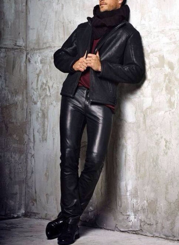 Leather Oversized Jacket On Leather Pants