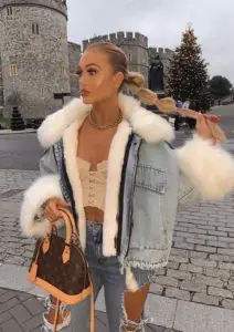 Oversized Denim Jacket Outfit With Fur