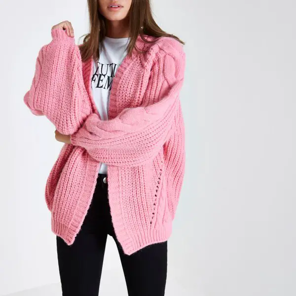 Pink Oversized Cardigan Outfit